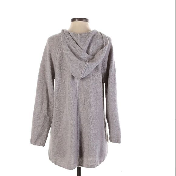 James Perse 100% Cashmere Light Grey V-Neck Kangaroo Front Pocket Hoodie XS - Picture 3 of 8